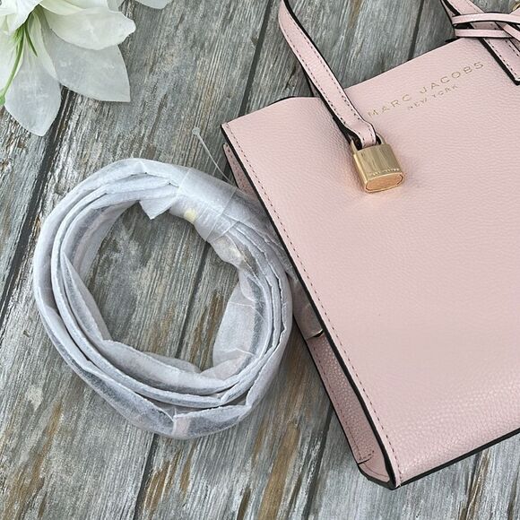 Marc Jacobs Mini Grind Coated Leather Tote Crossbody Bag Purse - Picture 8 of 12